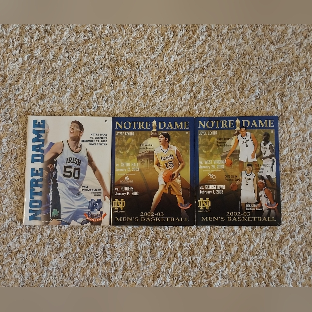Bundle of 3 Vintage Notre Dame Men's Basketball Programs 2000 and 2003